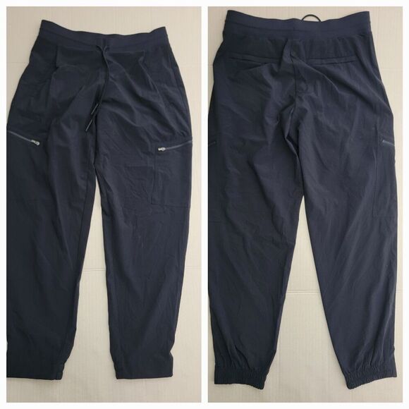 Athleta Pants Womens Size 8 Go Far Travel Blue Jogger Zip Cargo Pockets Stretch - Picture 1 of 10